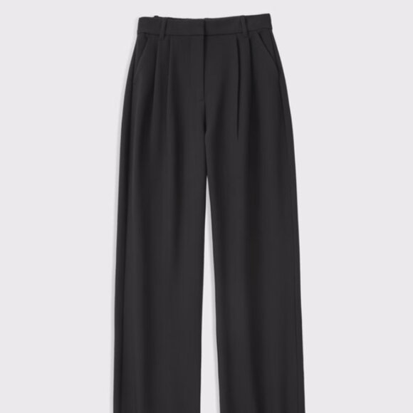 Abercrombie Curve Love A&F Sloane Tailored Wide Leg Pant - Black - Picture 2 of 3
